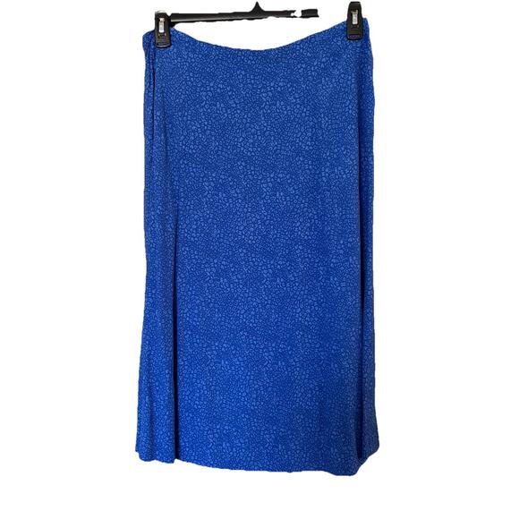 On 34th Women’s Blue Animal Print Midi Lightweight Skirt Large Viscose Side Zip - Picture 2 of 11